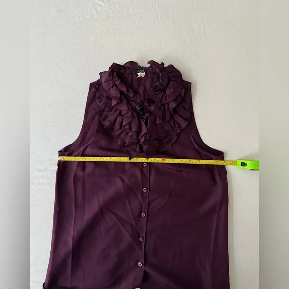 JCREW 100% Silk Rich Purple Ruffled Sleeveless Blouse - Picture 6 of 8